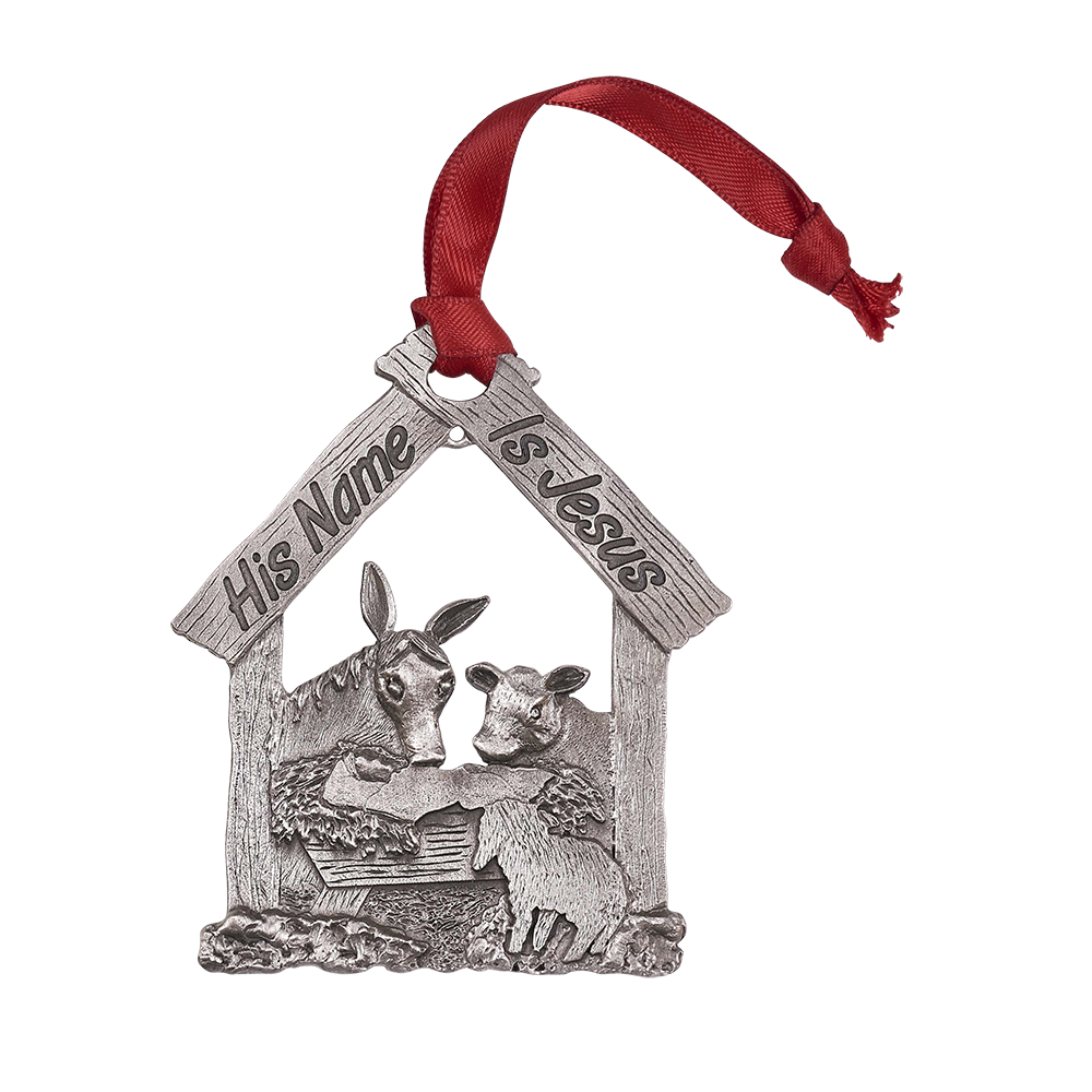 His Name Is Jesus pewter finish Christmas ornament